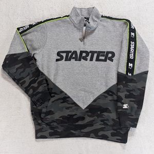 Vtg Starter Black Label 1/4 Zip Pullover Fleece Sweatshirt Jacket Men's Large